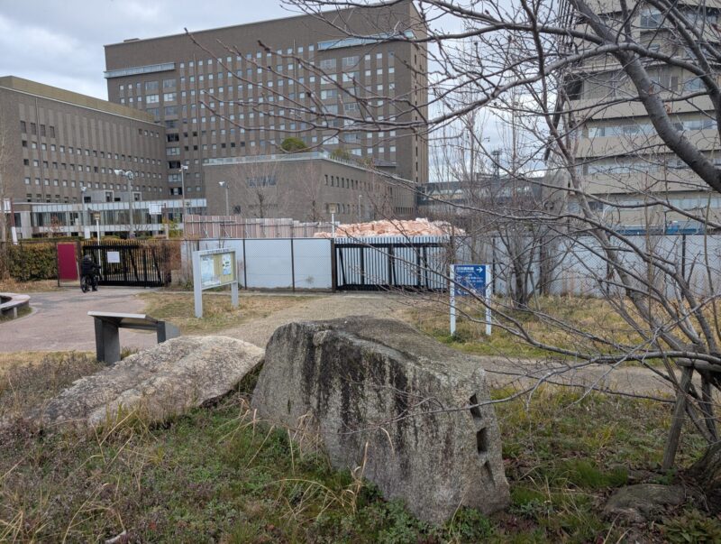 大阪府枚方市河川敷公園の残念石